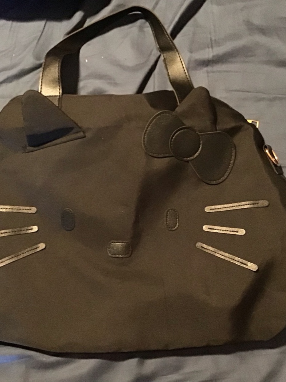 Black Cat Face Tote Bag with Bow - Women's Shoulder Bag